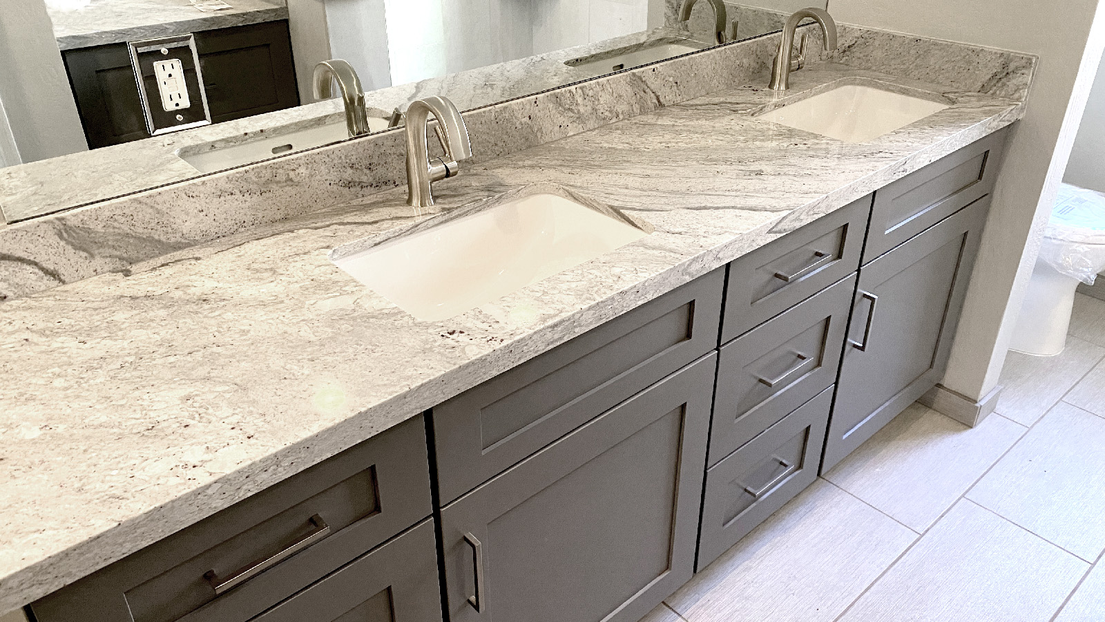 Master bathroom cabinets and countertops