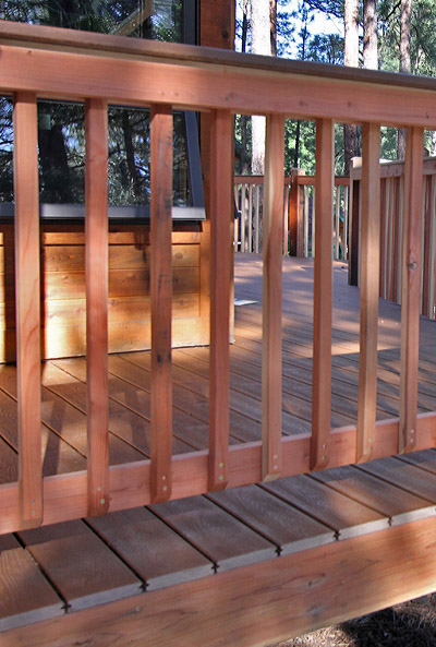 Redwood Railing on a Deck