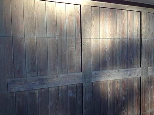 Semi-Transparent stain on a wood garage door in Flagstaff AZ