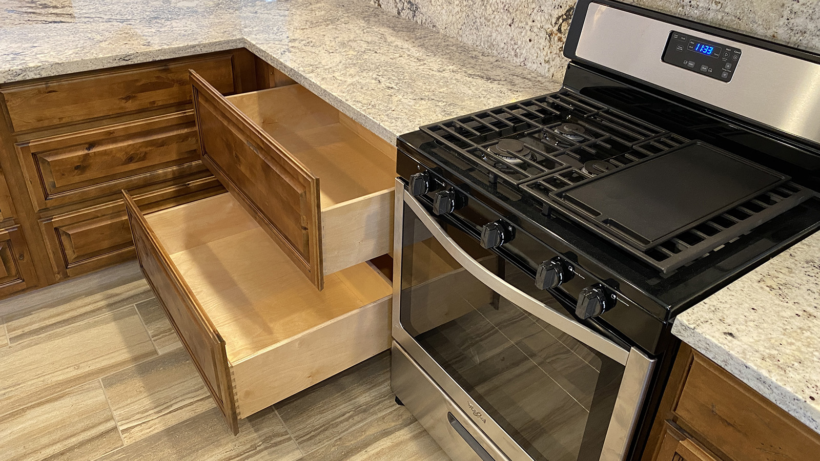 Larger drawers for pots and pans